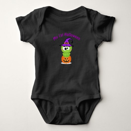 Baby's 1. Halloween Little Hexenfrosch Baby Strampler (Vorderseite)
