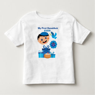 👶 🍩 Baby's 1. Hanukkah - mit glücklichem jüdisch Kleinkind T-shirt