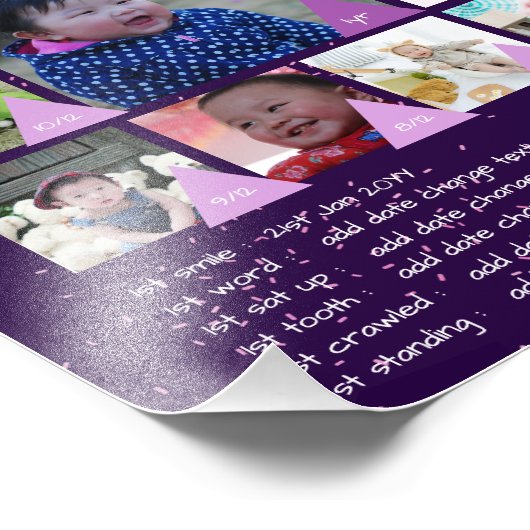 BABYS 1. JAHR FOTO COLLAGE 8x12 $5 oder weniger! (Ecke)