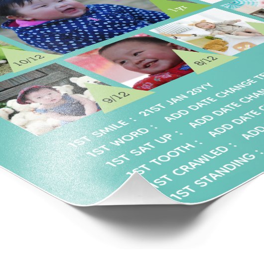 BABYS 1. JAHR FOTO COLLAGE 8x12 $5 oder weniger! (Ecke)