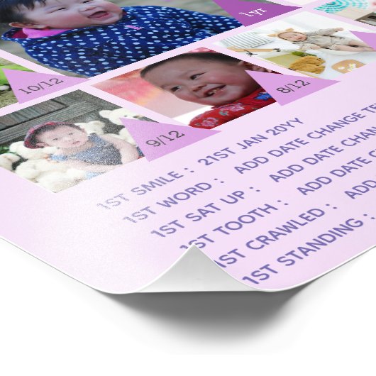 BABYS 1. JAHR FOTO COLLAGE 8x12 $5 oder weniger! (Ecke)