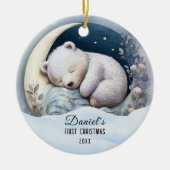 Baby's 1. Niedlicher Weihnachtsbär Custom Keramik Ornament (Vorne)