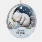Baby's 1. Niedlicher Weihnachtsbär Custom Keramik Ornament (Links)