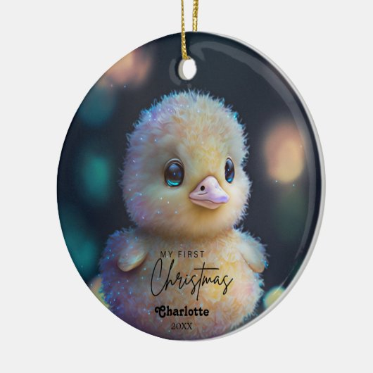 Baby's 1. Niedliches Foto für Weihnachten Keramik Ornament (Links)