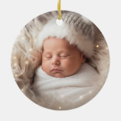 Baby's 1. Niedliches Foto für Weihnachten Keramik Ornament (Hinten)