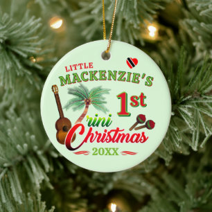 Baby's 1. Trini-Weihnachten GRÜN Keramik Ornament