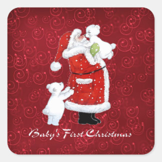 Babys 1. Weihnachten Quadratischer Aufkleber