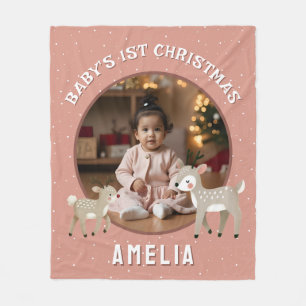 Baby's 1. Weihnachten Rentier Erinnerungsfoto Fleecedecke