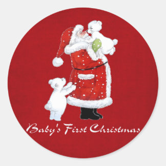 Babys 1. Weihnachten Runder Aufkleber