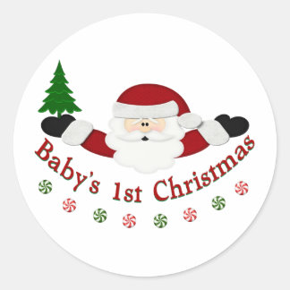 Babys 1. Weihnachten Runder Aufkleber