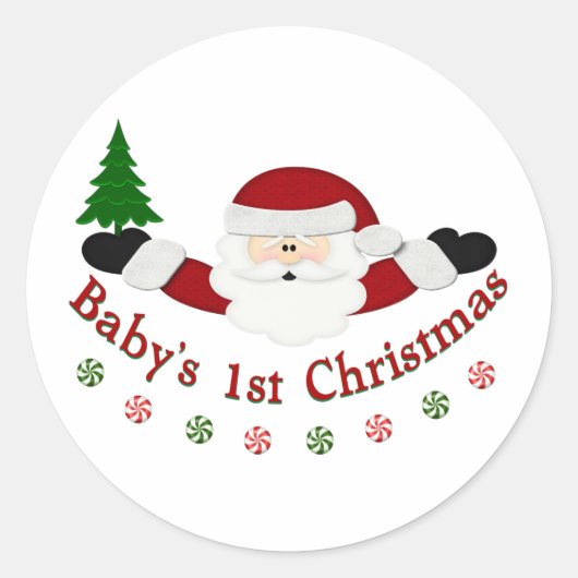 Babys 1. Weihnachten Runder Aufkleber (Vorderseite)