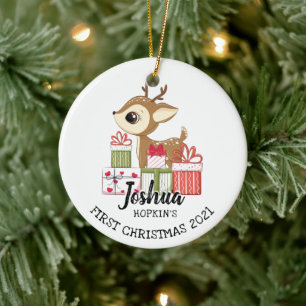 Baby's 1. Weihnachten Süßer Winter Reh Kitz  Keramik Ornament