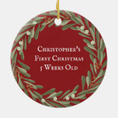 Baby's 1. Weihnachts-Foto Keepake Keramik Ornament (Hinten)