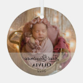 Baby's 1. Weihnachts-Foto Keepake Ornament Aus Glas (Rückseite)