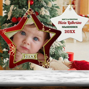 Baby's 1. Weihnachts-Fotorahmen Keramik Ornament