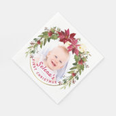 Baby's 1. Weihnachts-Holly-Kranz-Foto Keepake Serviette (Ecke)