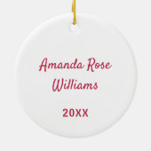 Baby's 1. Weihnachts Holly Rose Wreath Foto Keramik Ornament (Hinten)