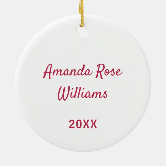 Baby's 1. Weihnachts Holly Rose Wreath Foto Keramik Ornament (Hinten)