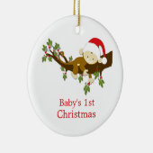 Baby's 1. Weihnachts Kleiner Affen Holly Foto Keramikornament (Rechts)