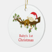 Baby's 1. Weihnachts Kleiner Affen Holly Foto Keramikornament (Links)