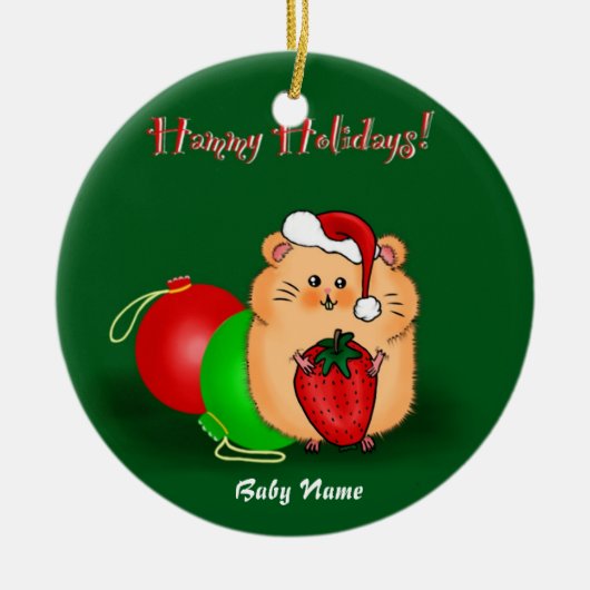 Baby's 1. Weihnachts-Personalisiert Hamster-Cartoo Keramik Ornament (Vorne)