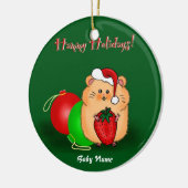 Baby's 1. Weihnachts-Personalisiert Hamster-Cartoo Keramik Ornament (Links)