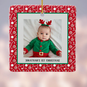 Babys 1. Weihnachts Red Peppermint Candy Canes Keramikornament