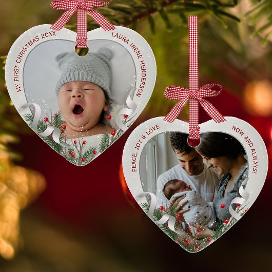 Baby's 1. Weihnachts Silver Frame Foto Keramik Ornament
