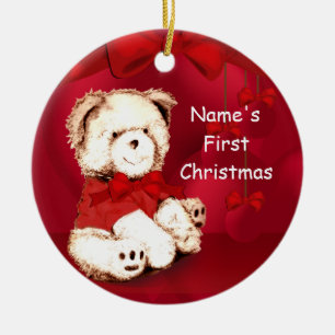 Baby's 1. Weihnachts-Teddy-Bären-Ornament Keramikornament