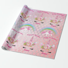 Babys 1. Weihnachts UNICORNS Funkelnd Girls benann Geschenkpapier