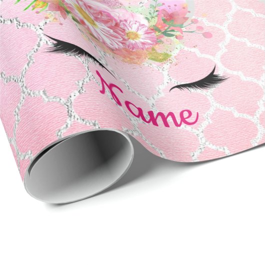 Babys 1. Weihnachts UNICORNS Funkelnd Girls benann Geschenkpapier (Rolleneckpunkt)