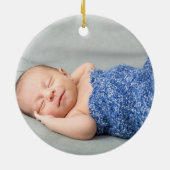 Baby's 1. Weihnachtsfeiertag Blue Botanical Keramik Ornament (Hinten)