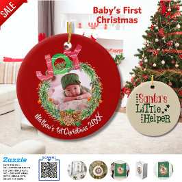 Babys 1. Weihnachtsfeiertag Santas Little Helper F Keramik Ornament