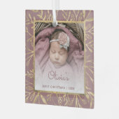 Babys 1. Weihnachtsfest Foto Dusty Rose Gold Folia Ornament Aus Glas (Vorderseite links)