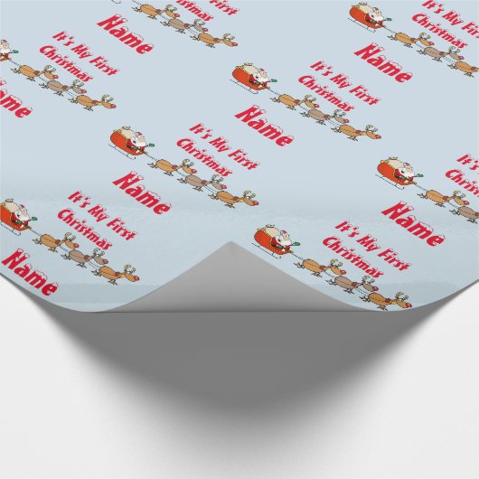 Babys 1. Weihnachtsfest GIFTWRAP Personalisiert Geschenkpapier (Ecke)