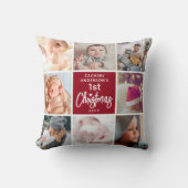 Baby's 1. Weihnachtsfoto Collage Keepake Kissen (Vorderseite)