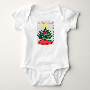 Baby's 1. Weihnachtsfreude Weihnachtsbaum Baby Strampler