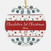 Babys 1. Weihnachtsgebäck Eukalyptus Berries Keramik Ornament (Vorne)