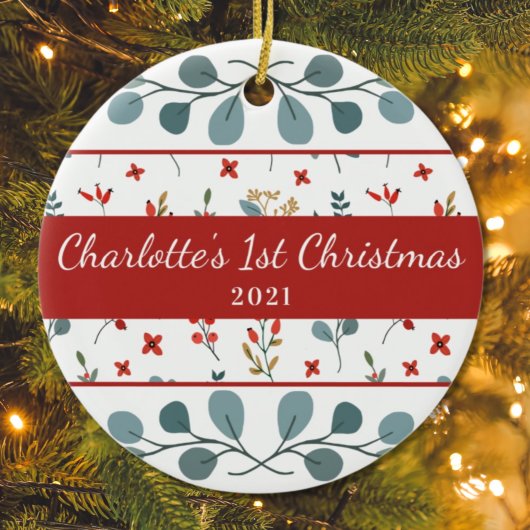 Babys 1. Weihnachtsgebäck Eukalyptus Berries Keramik Ornament