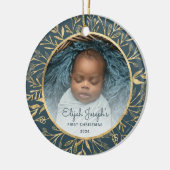 Babys 1. Weihnachtsgebäck Gold Foliage Aquamarine Keramik Ornament (Links)