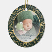Babys 1. Weihnachtsgebäck Gold Foliage Green Round Keramik Ornament (Links)