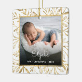 Babys 1. Weihnachtsgebäck Gold Foliage White Keramikornament (Links)