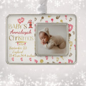 Baby's 1. Weihnachtsgeburt Stats Keepake | Rahmen-Ornament Silber