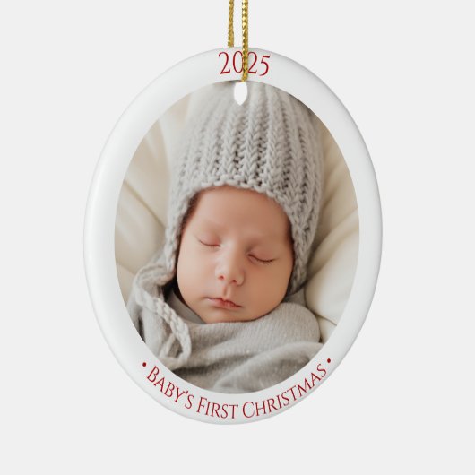 Babys 1. Weihnachtsgeschmack 2-seitiges Foto Keramik Ornament (Rechts)