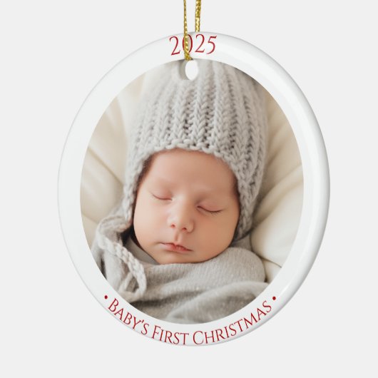 Babys 1. Weihnachtsgeschmack 2-seitiges Foto Keramik Ornament (Links)