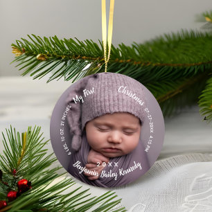 Baby's 1. Weihnachtsjubiläum Geburtsstat Baby Nam Keramik Ornament