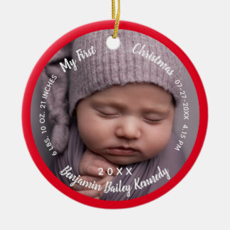 Baby's 1. Weihnachtsjubiläum Geburtsstat Baby Name Keramik Ornament