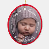Baby's 1. Weihnachtsjubiläum Geburtsstat Baby Name Keramik Ornament (Links)