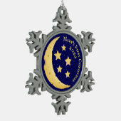 Baby's 1. Weihnachtskäse Moon & Stars Custom Schneeflocken Zinn-Ornament (Links)