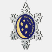 Baby's 1. Weihnachtskäse Moon & Stars Custom Schneeflocken Zinn-Ornament (Rechts)